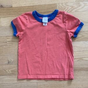 Hanna Andersson Coral and Blue Ringer Tee